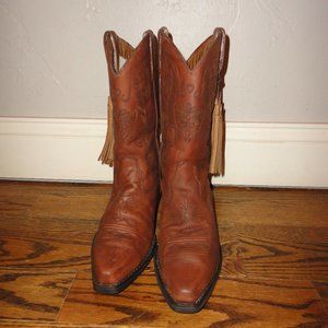 ROPER Women's Brown Leather Pointed Toe Western Boots With Tassel Size 7